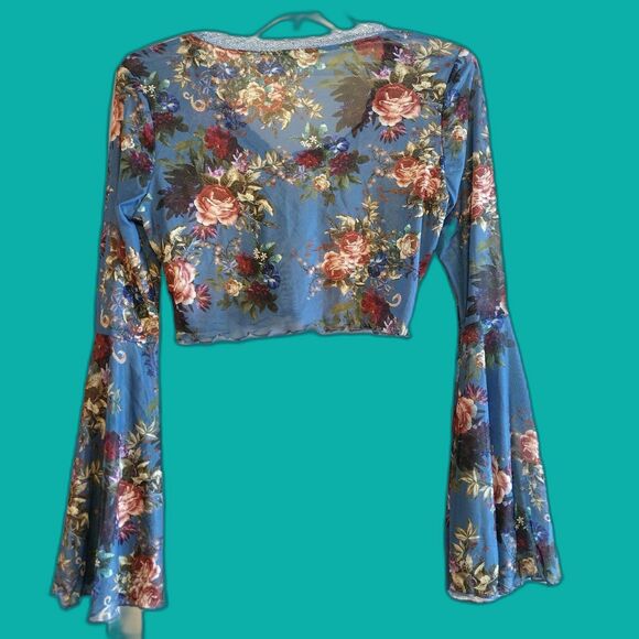 Floral Blue Women's Top - Picture 2 of 7